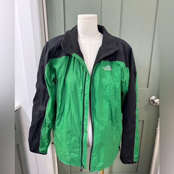 The North Face Youth Black and Kelly Green Raincoat - Fleece Lined XL NWOT - Picture 1 of 5